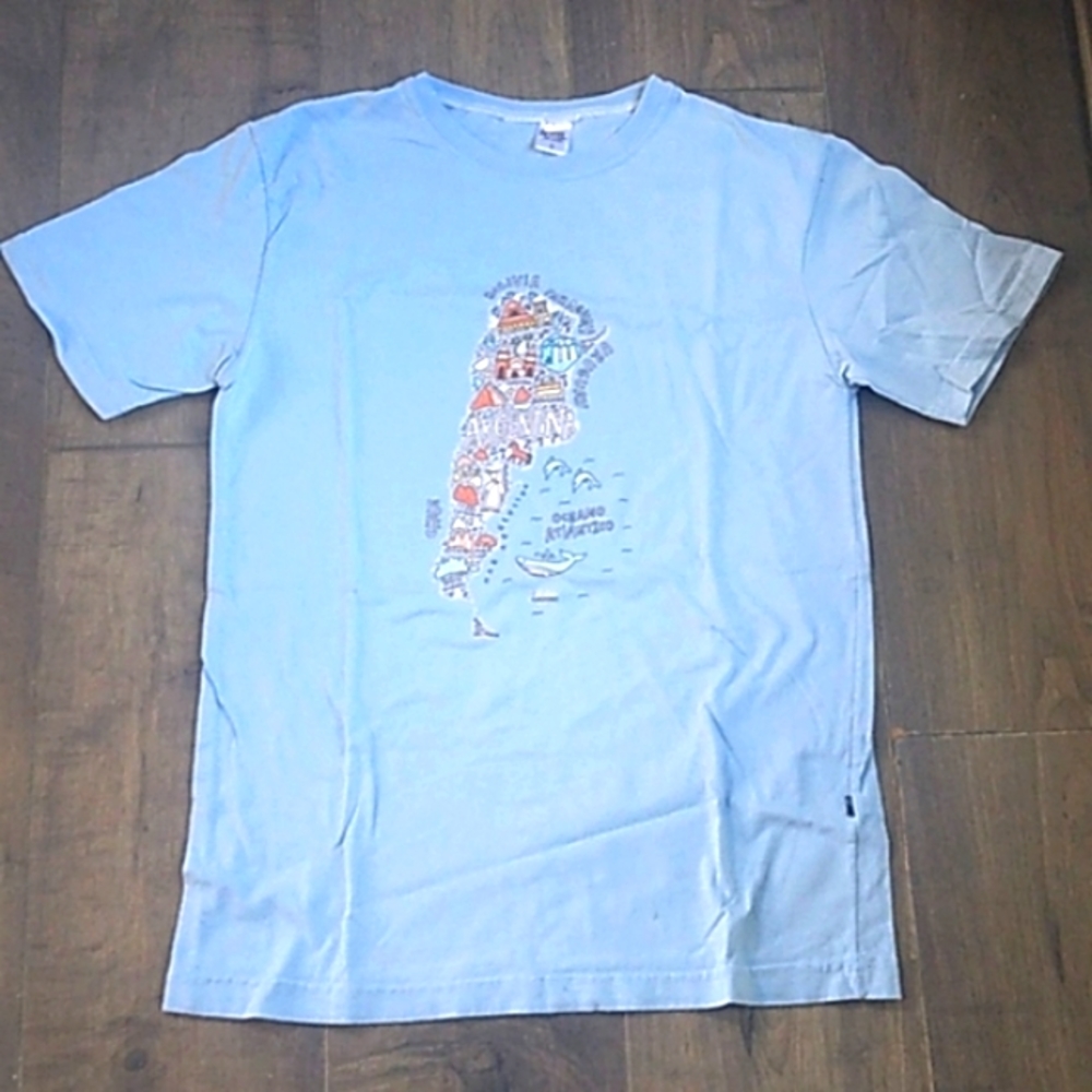 VTG Y2K ARGENTINA BABY BLUE COTTON TEE MENS M